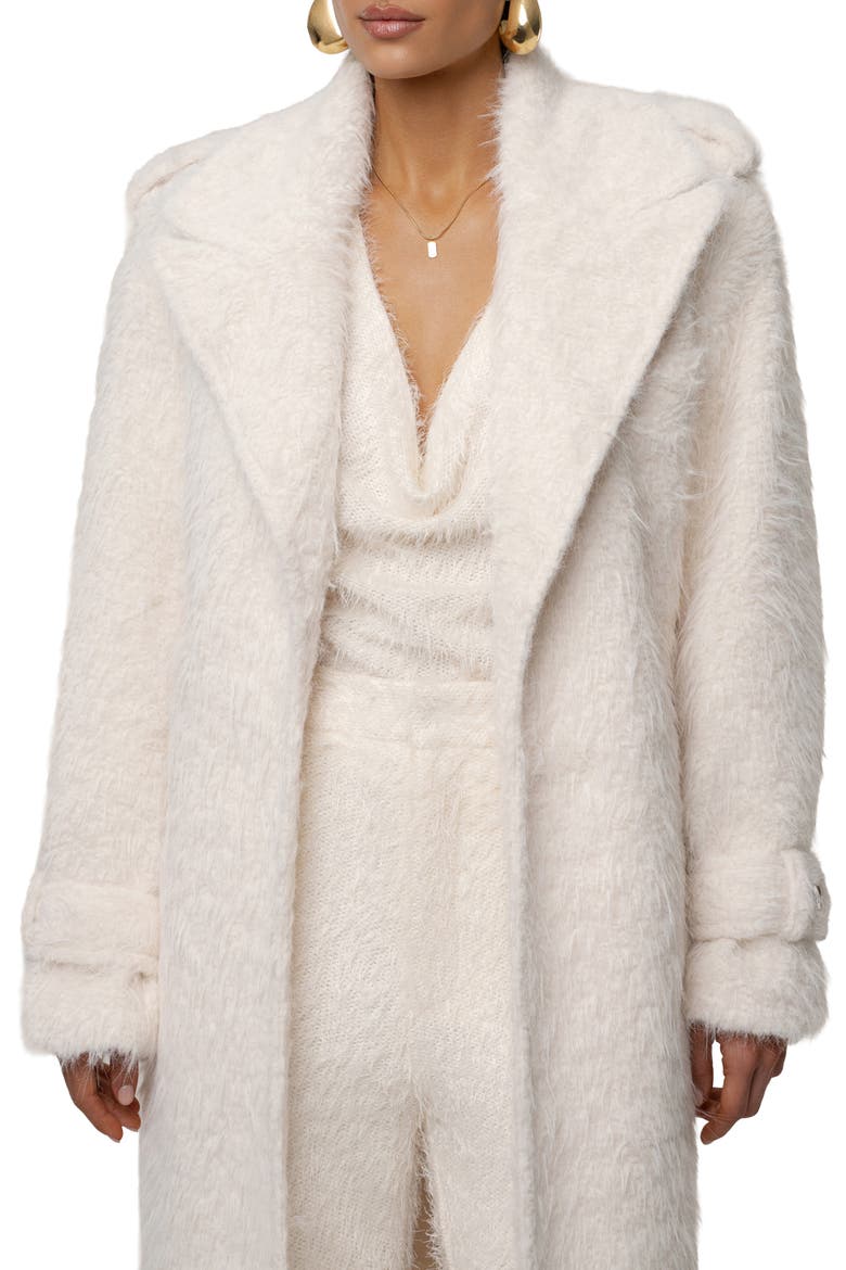 Warm Layers Faux Fur Coat, Alternate, color, IVORY