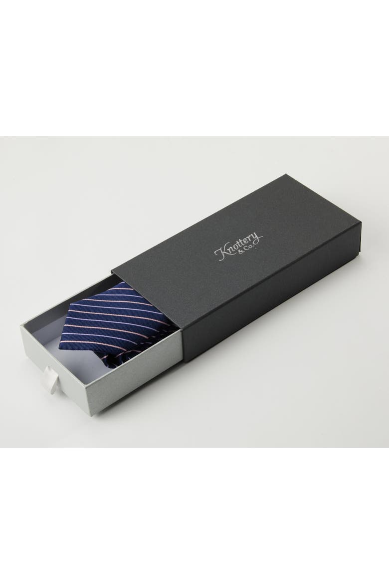 Blush Striped Silk Jacquard Tie, Alternate, color, Navy
