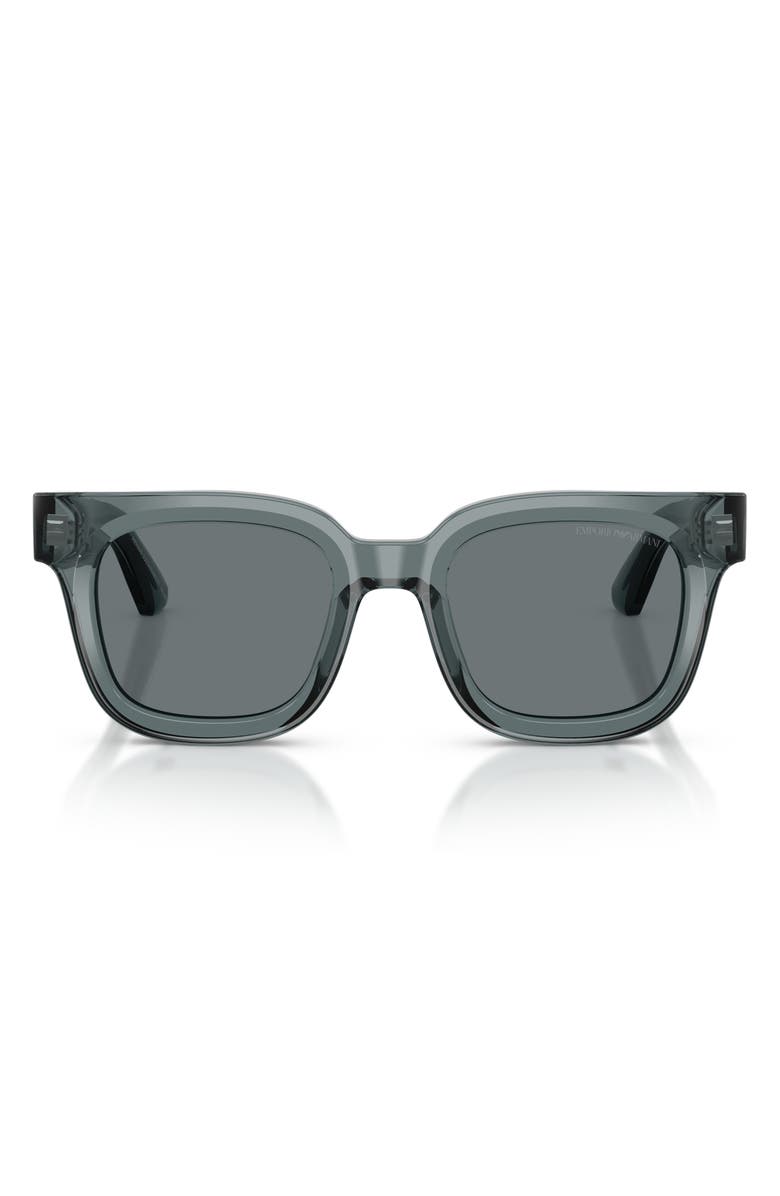 Emporio Armani 49mm Irregular Sunglasses, Main, color, Transparent Grey / Dark Blue