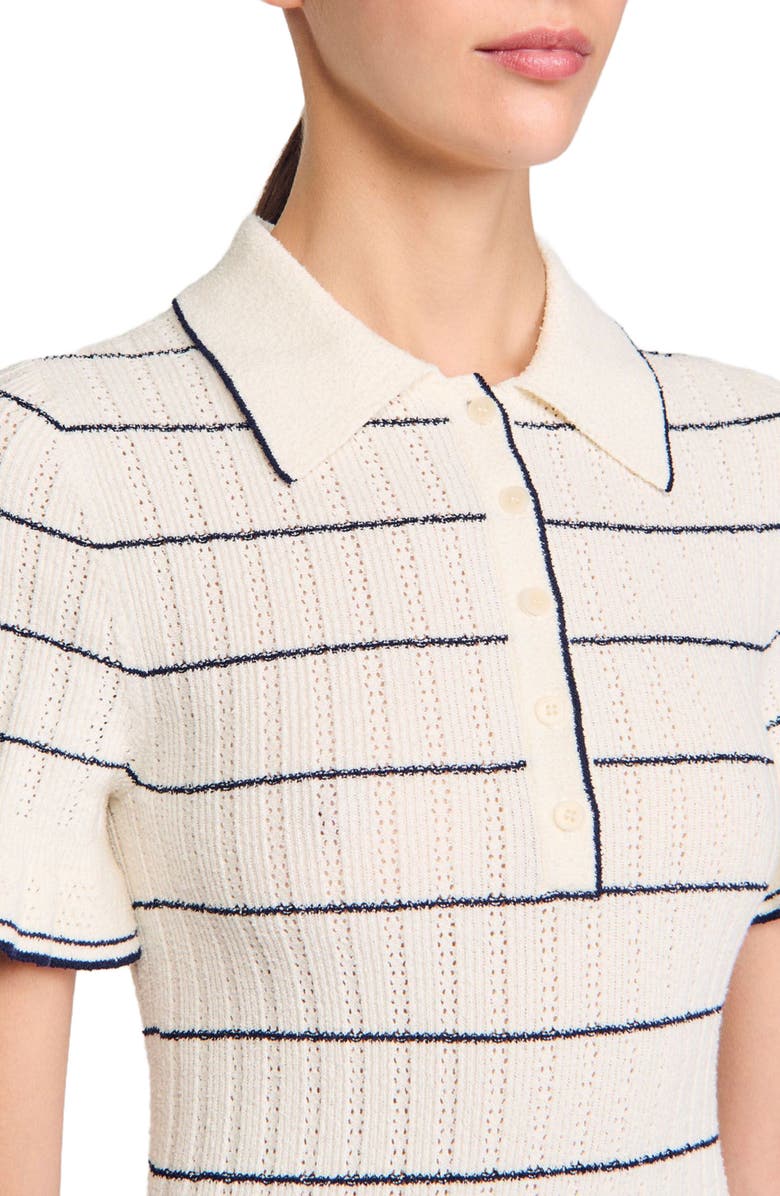 SANDRO Knitted midi dress with polo neck, Alternate, color, Ecru