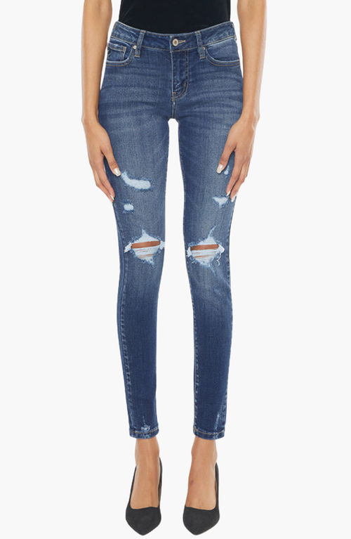 Kancan Twyla Mid Rise Super Skinny Jeans In Blue