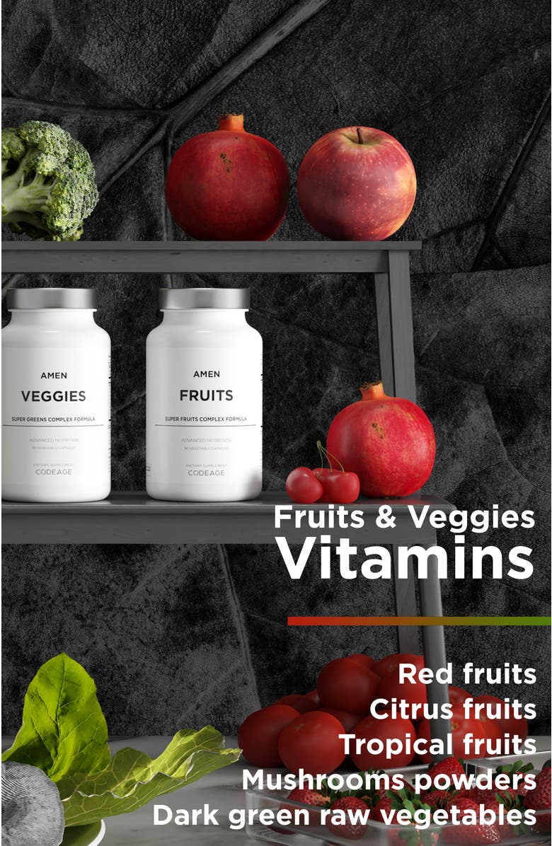 Codeage Amen Fruits + Veggies Vitamins Bundle, Alternate, color, White