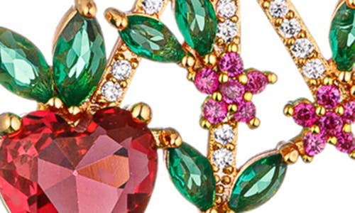 Eye Candy Los Angeles Peach 18k Gold Plated Cubic Zirconia Drop Earrings In Red