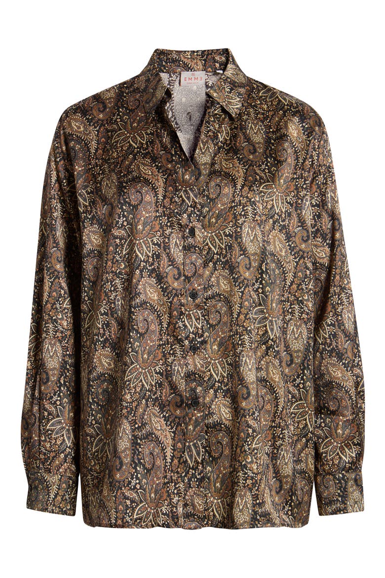 Paisley Long Sleeve Shirt, Alternate, color, BLACK