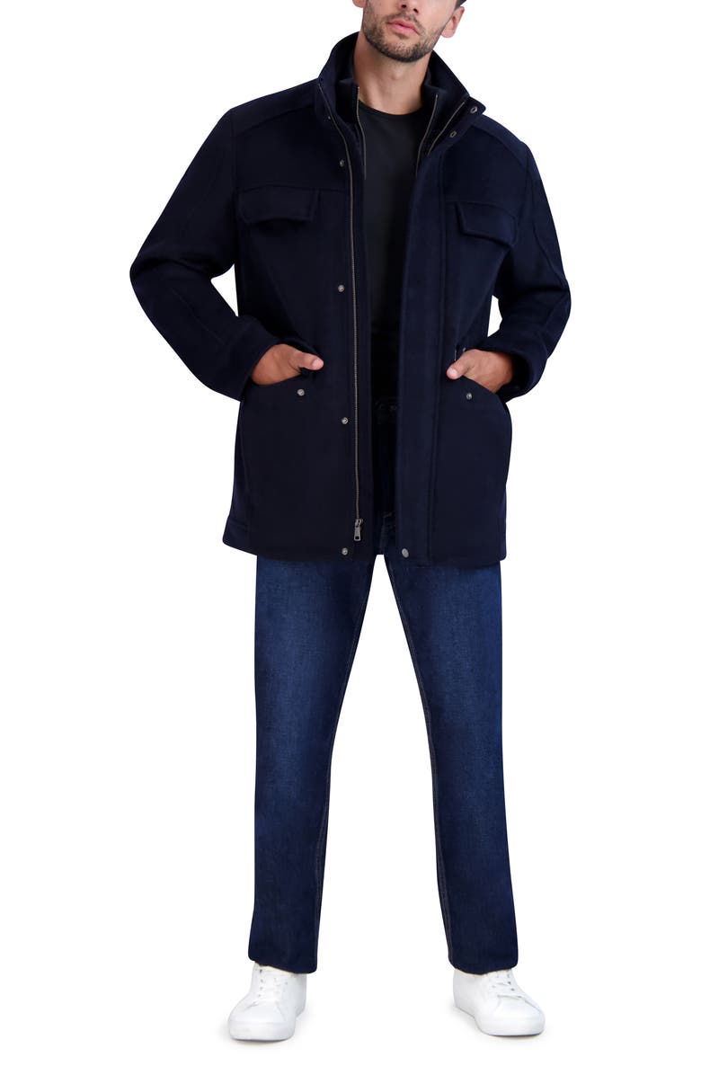 Cole Haan Wool Blend Field Coat, Alternate, color, Navy