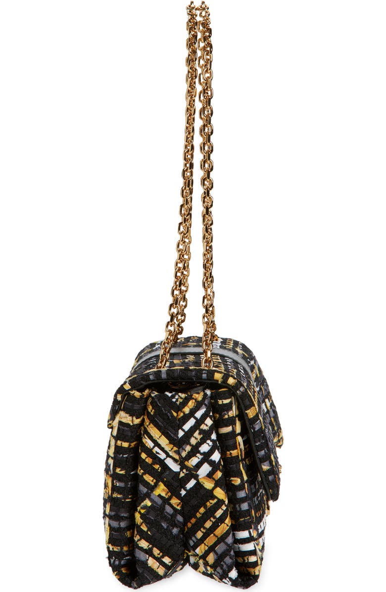 Versace Kleio Tweed Shoulder Bag, Alternate, color, Black Gold