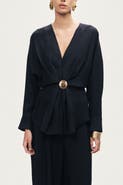Nocturne Draped Buckle-Detail Shirt
