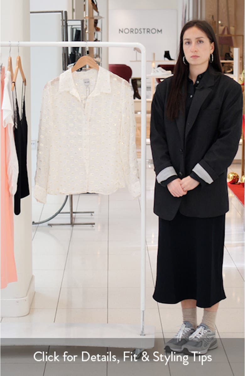 Aura Metallic Swiss Dot Button-Up Top, sales video thumbnail