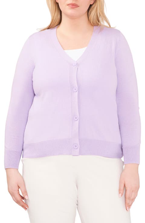 V-Neck Cotton Blend Cardigan
