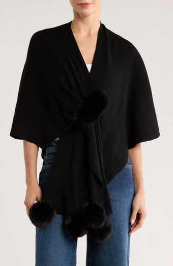 PATRIZIA LUCA Faux Fur Trim Sweater Wrap