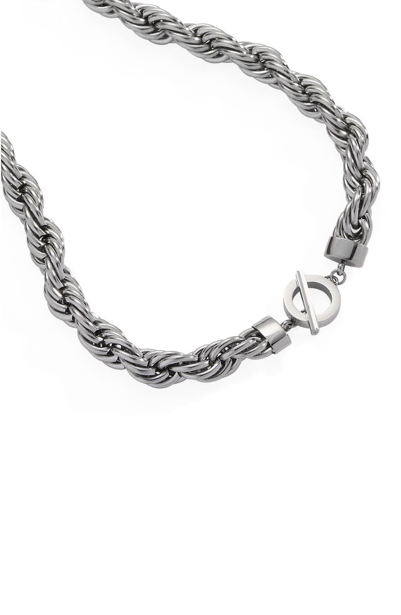 Alex and Ani Large Rope Chain Toggle Necklace, Alternate, color, Silver