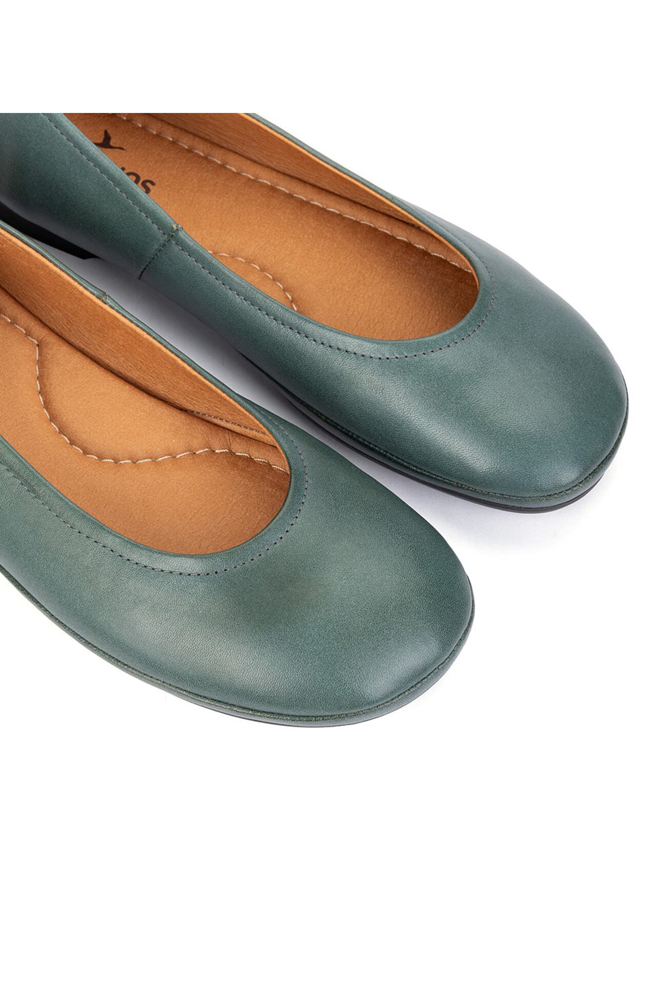 Carmona Leather Flat, Alternate, color, JADE