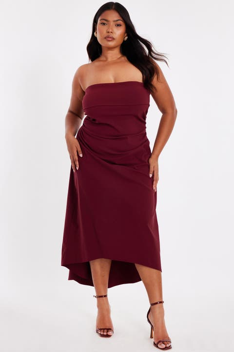 Plus Size Crepe Bandeau Midi Dress