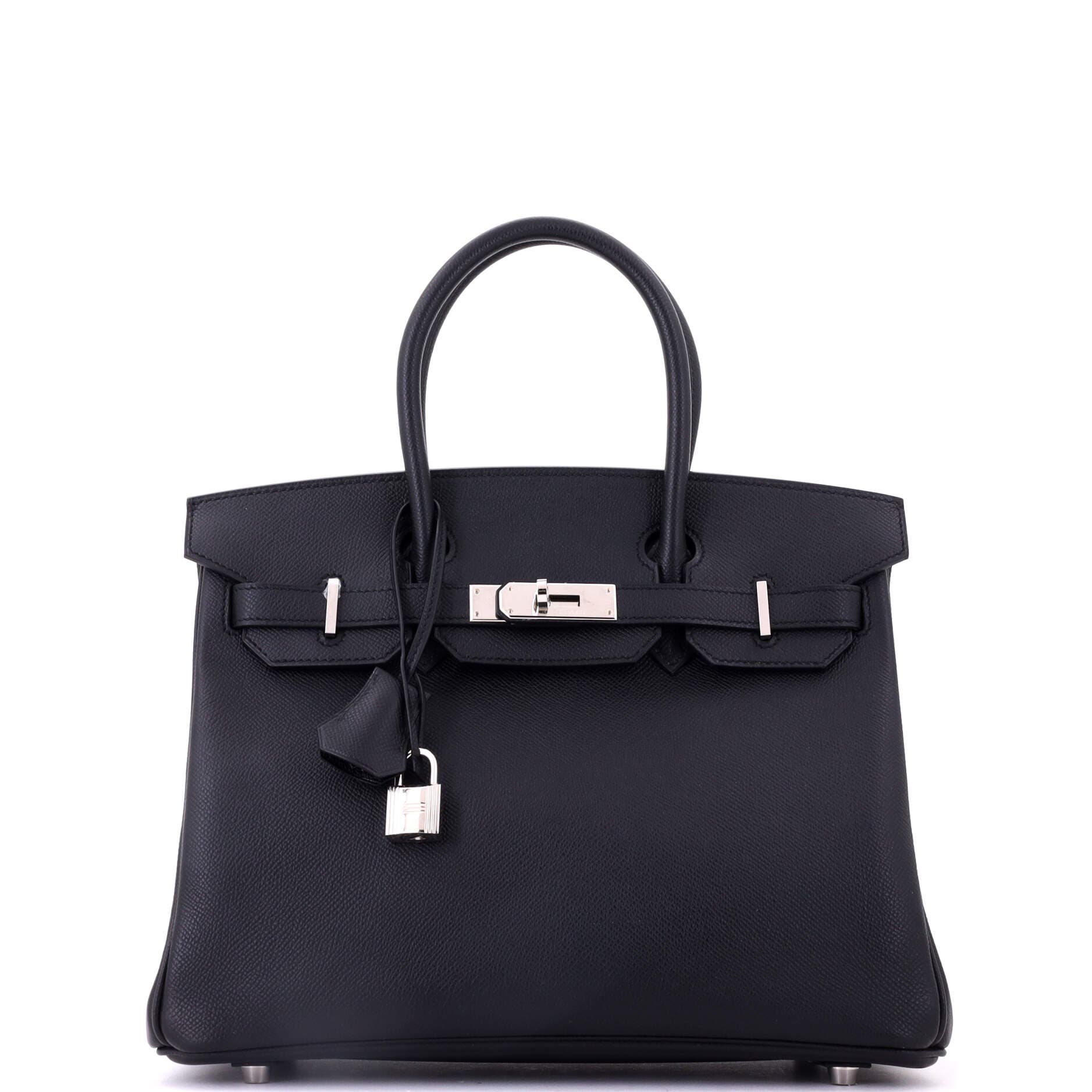Pre-Owned Hermes Birkin Handbag Black Epsom with Palladium Hardware 30, Main, color, Noir