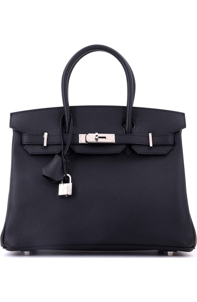 Pre-Owned Hermes Birkin Handbag Black Epsom with Palladium Hardware 30, Main, color, Noir