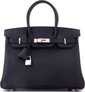 Pre-Owned Hermes Birkin Handbag Black Epsom with Palladium Hardware 30