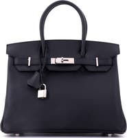 Pre-Owned Hermes Birkin Handbag Black Epsom with Palladium Hardware 30
