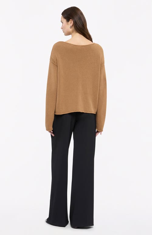 Shop Another Tomorrow Draped Knit Sweater In Toffee