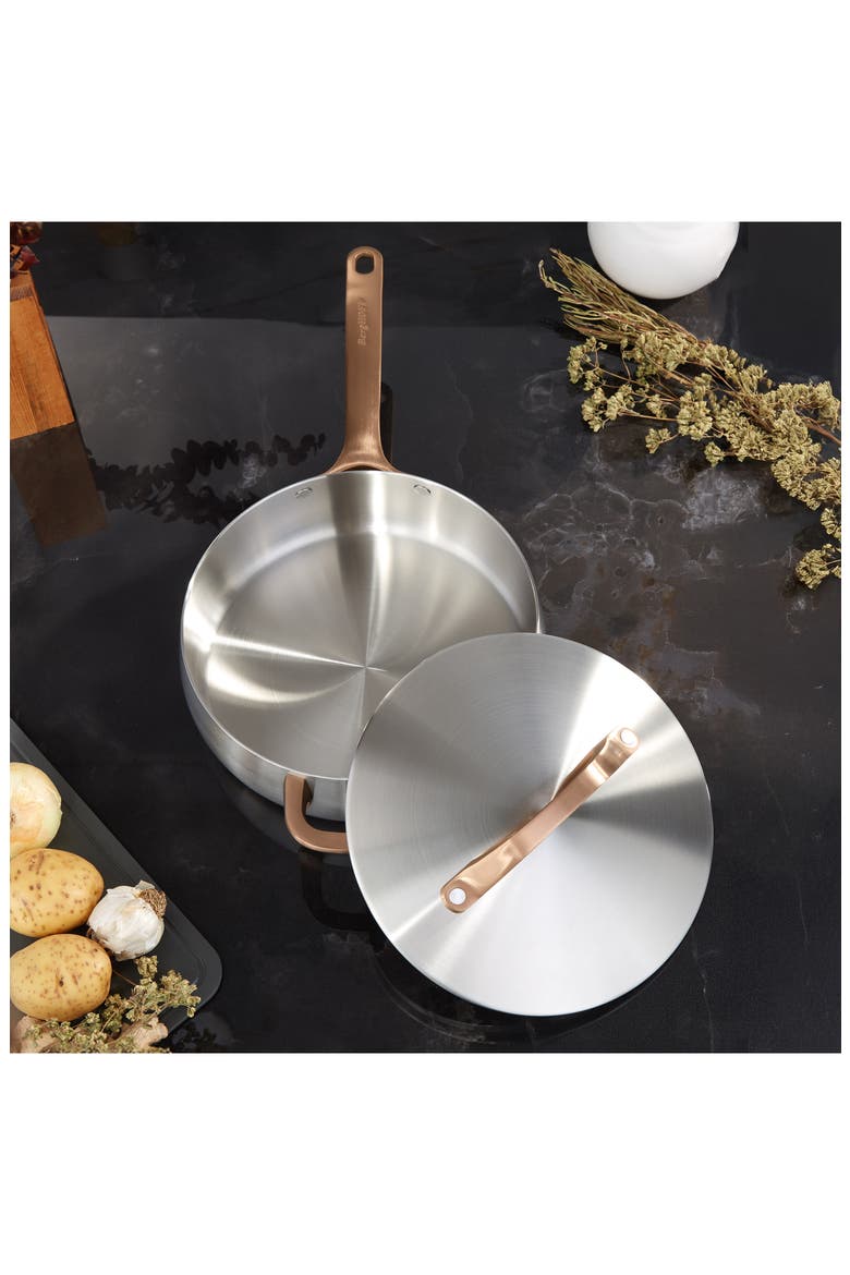 Belly Tri-Ply Stainless Steel 3-Quart Sauté Pan with Lid, Alternate, color, WARM BLUSH