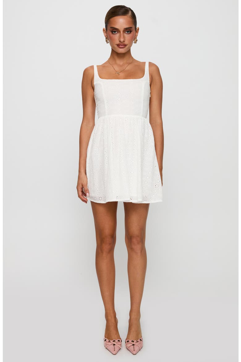 Cartmel Embroidered Eyelet Cotton Minidress, Alternate, color, WHITE