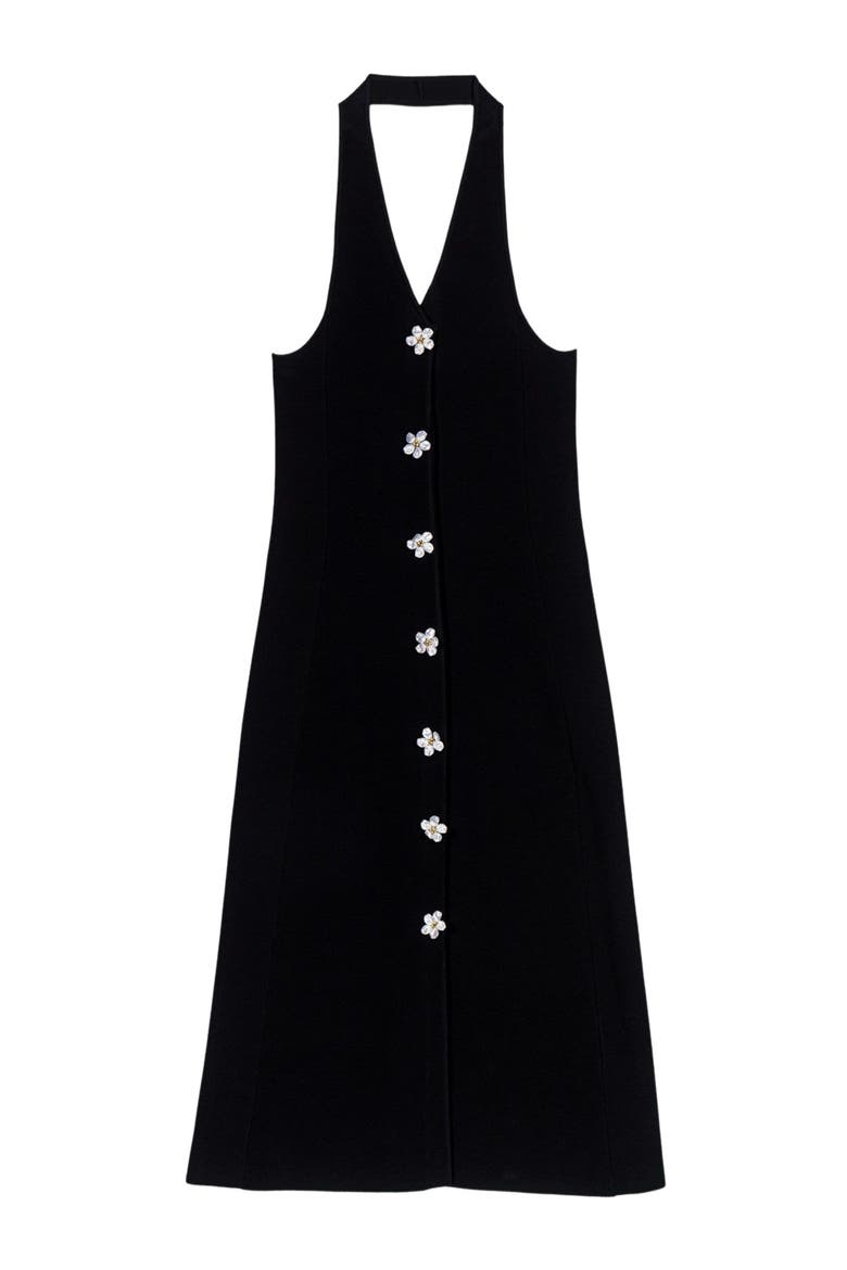 Dress with floral jewel details, Alternate, color, Black