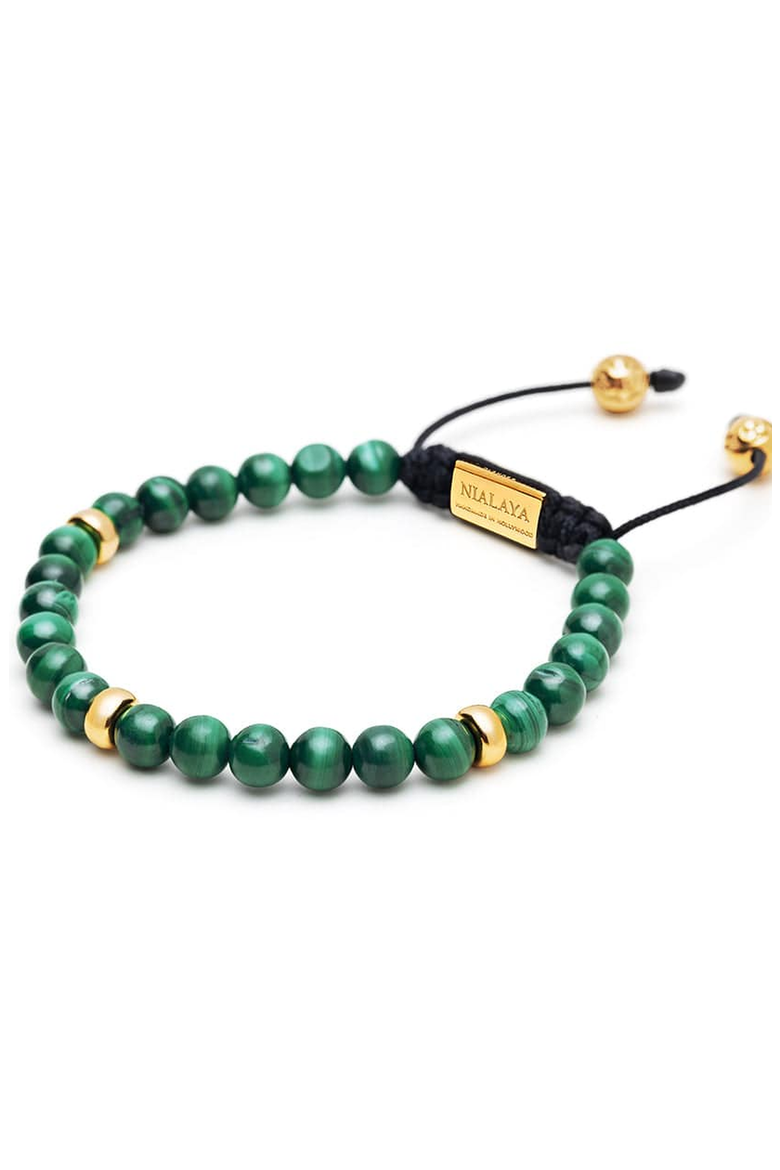 Malachite Gold Beaded Bracelet, Alternate, color, Malachite / Gold