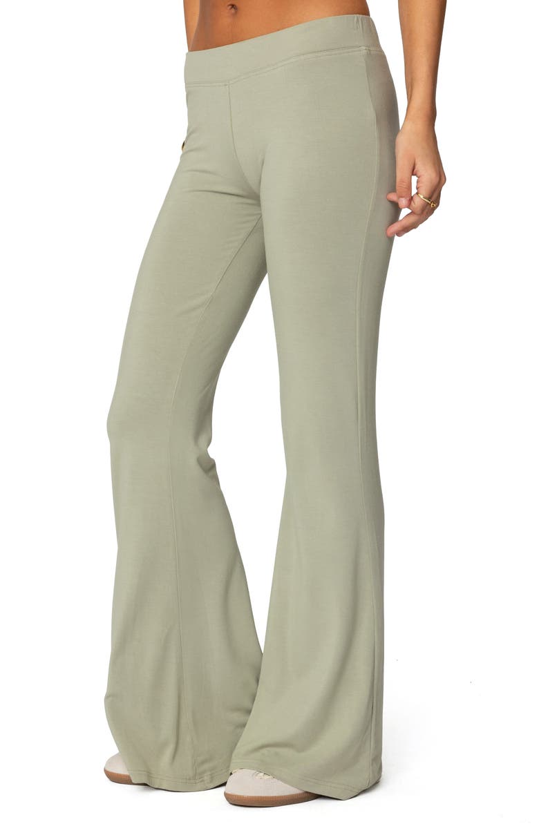 EDIKTED Flared Logo Graphic Leggings, Alternate, color, Olive