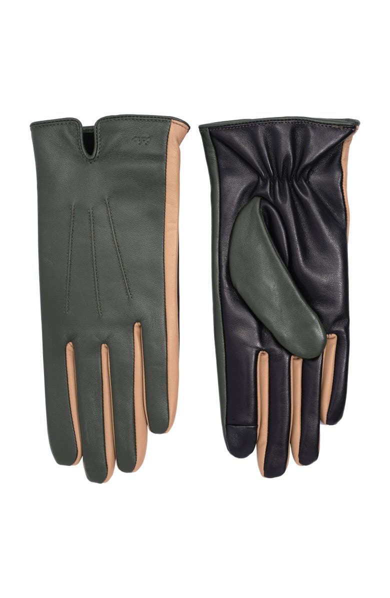 Echo Colorblock Leather Glove, Alternate, color, Forest Green