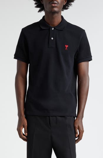 AMI PARIS Ami de Coeur Embroidered Organic Cotton Polo