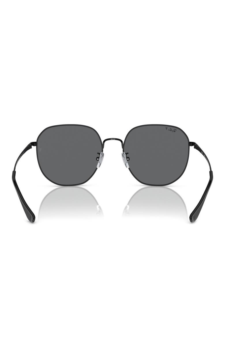 60mm Polarized Round Sunglasses, Alternate, color, BLACK / DARK GREY POLAR