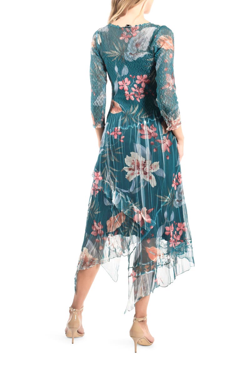 Komarov Asymmetric Handkerchief Hem Chiffon Midi Dress, Alternate, color, 