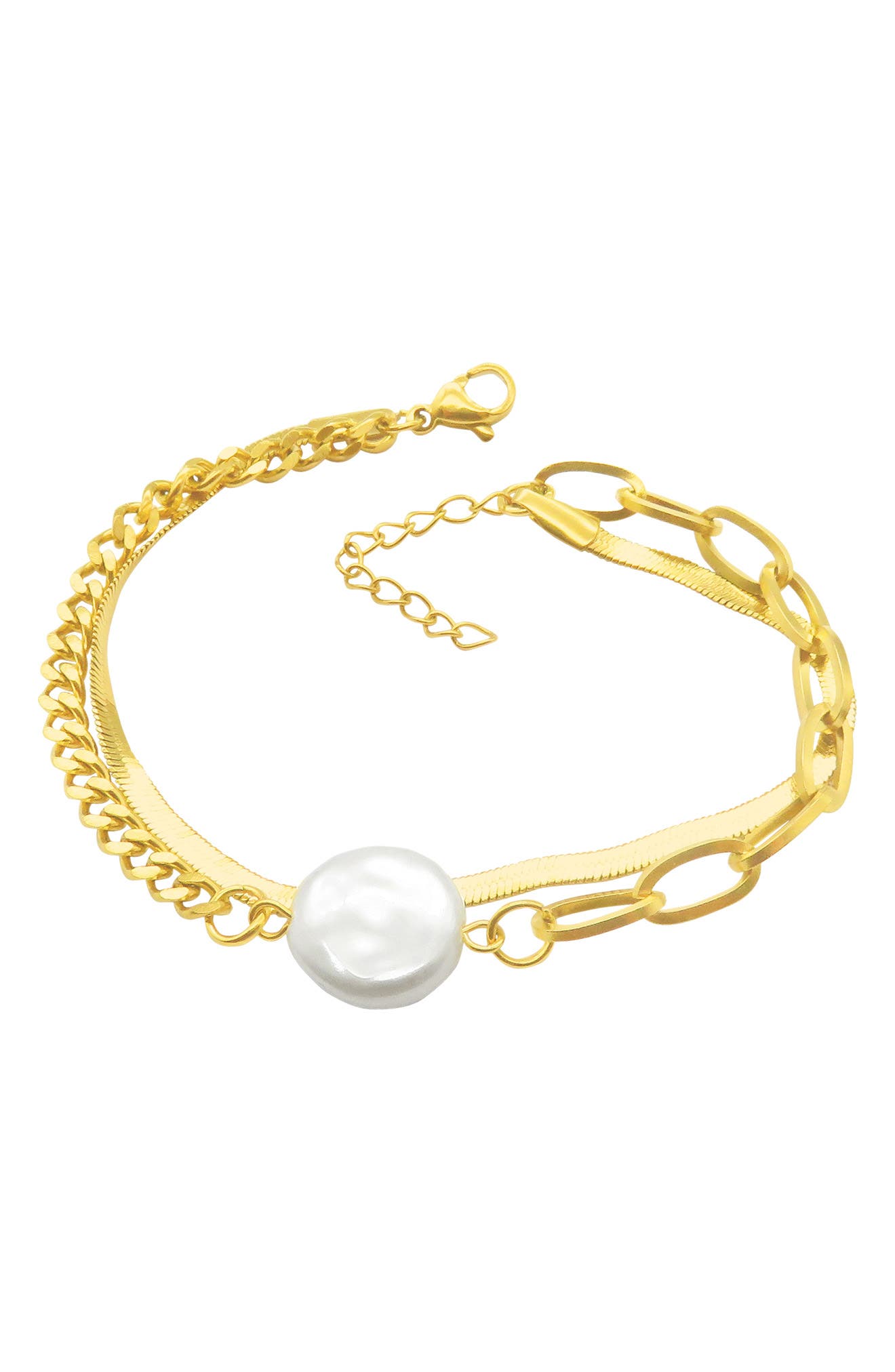 Adornia Water Resistant Mixed Chain Cultured Pearl Bracelet