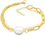 Adornia Water Resistant Mixed Chain Cultured Pearl Bracelet