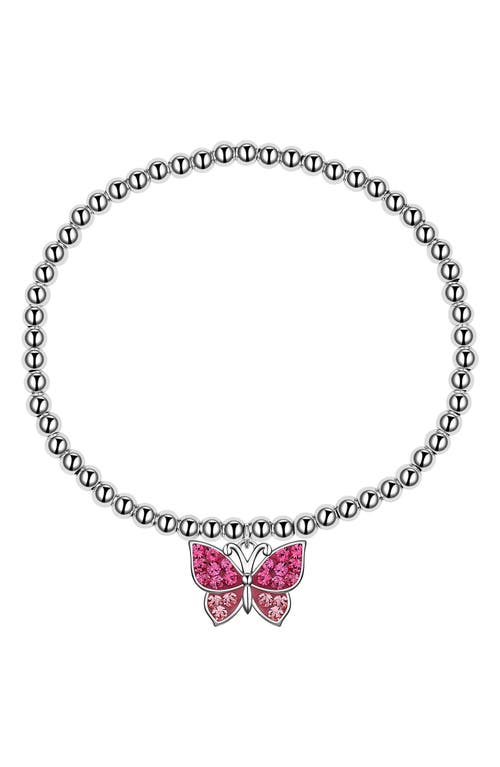 Lily Nily Kids' Crystal Butterfly Charm Stretch Bracelet in Pink 