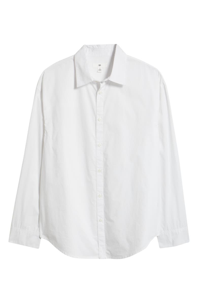 BP. Oversize Cotton Button-Up Shirt, Alternate, color, White