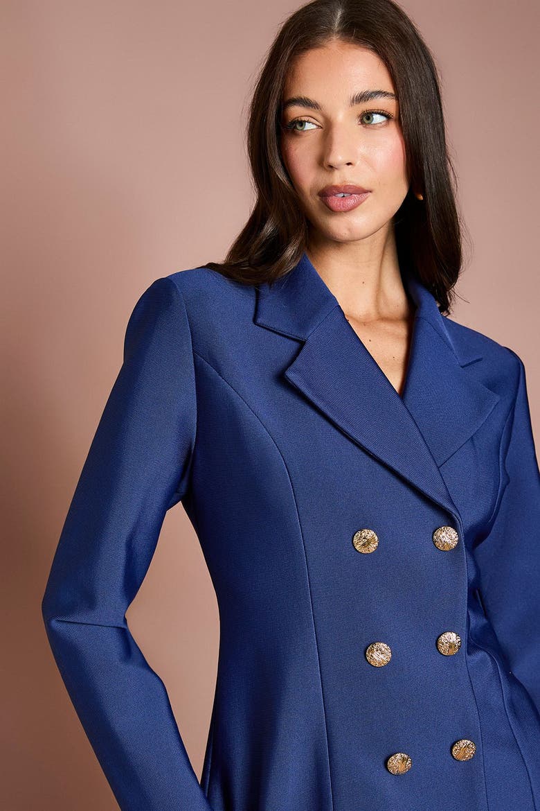 Double Breasted Bandage Blazer, Alternate, color, Navy