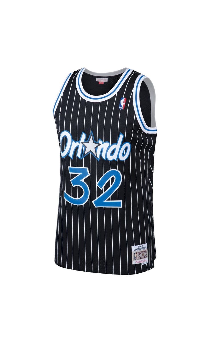 Mitchell & Ness Men's Mitchell & Ness Shaquille O'Neal Black Orlando Magic 1994-95 Hardwood Classics Swingman Jersey, Alternate, color,