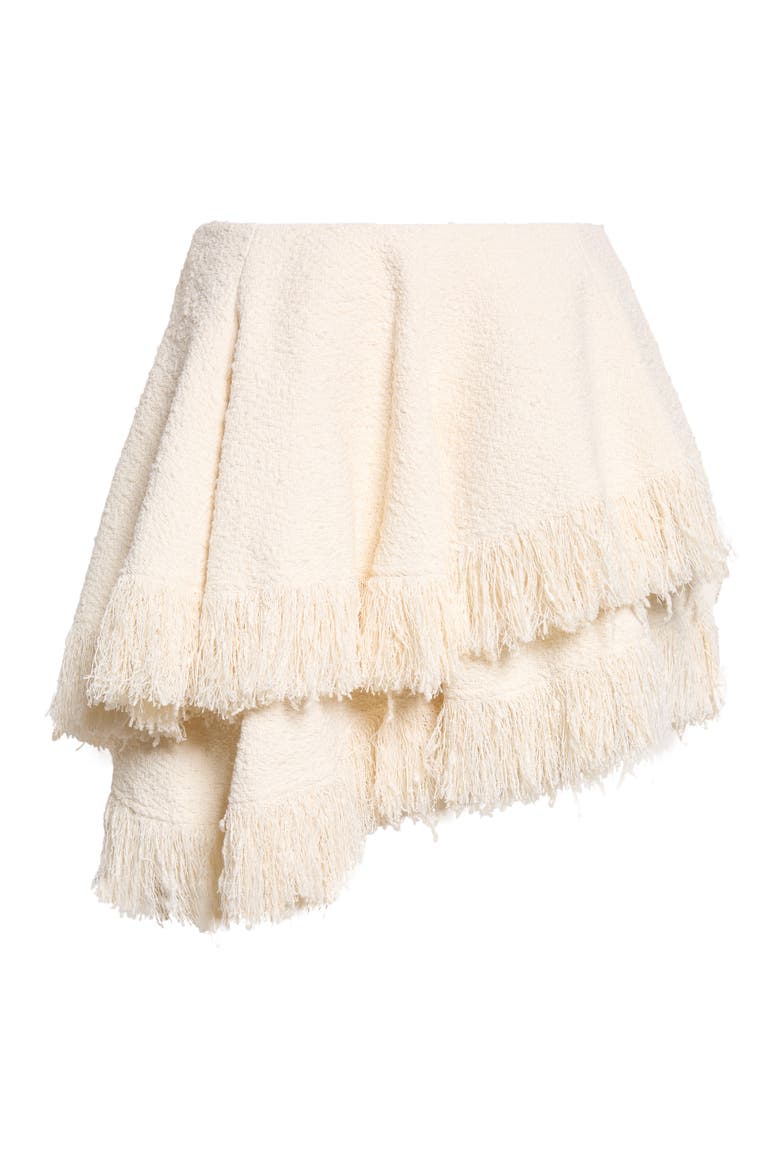 Knotted Fringed Tweed Miniskirt, Alternate, color, 9107 PARCHMENT