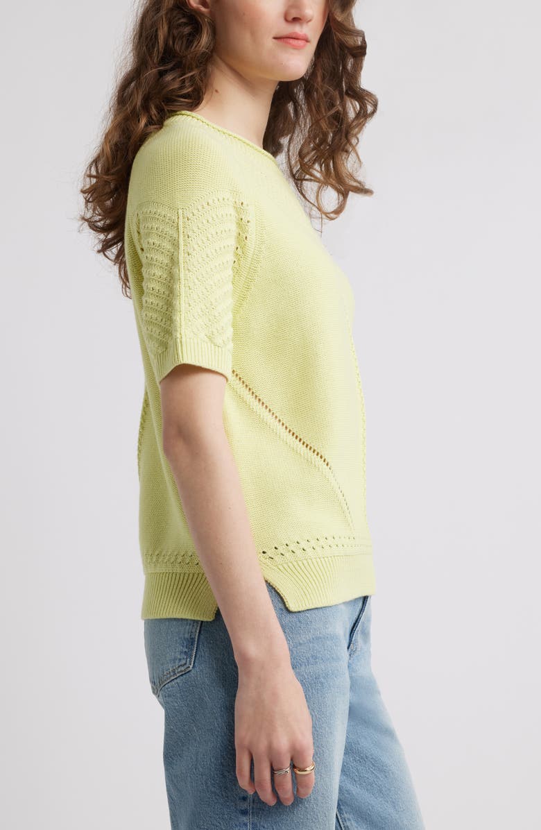 Treasure & Bond Pointelle Short Sleeve Cotton Sweater, Alternate, color,