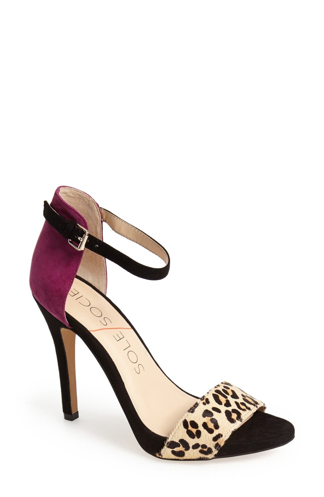 'Sheila' Sandal, Main, color, NATURAL/ CRANBERRY/ BLACK