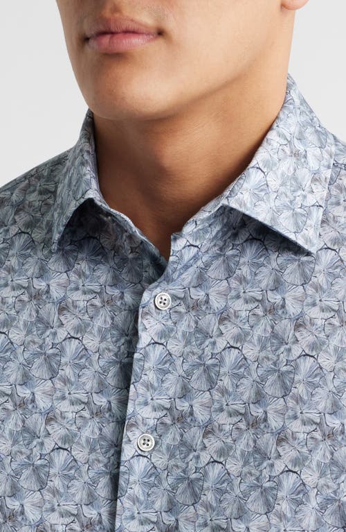 Bugatchi Miles Ooohcotton® Floral Short Sleeve Button-up Shirt In Graphite