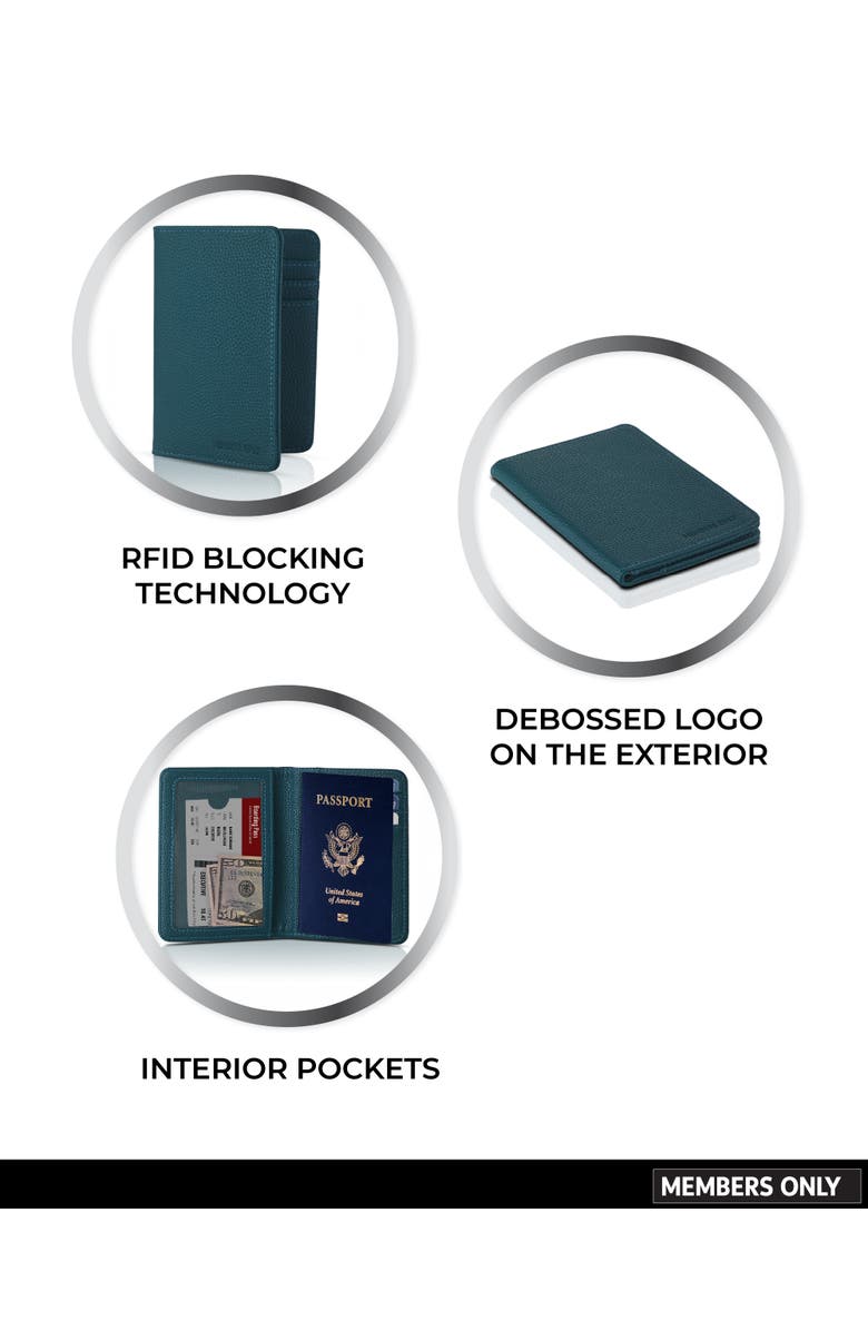 Members Only Passport Holder, Bifold Wallet with Secure Card Slots, Alternate, color, Blue