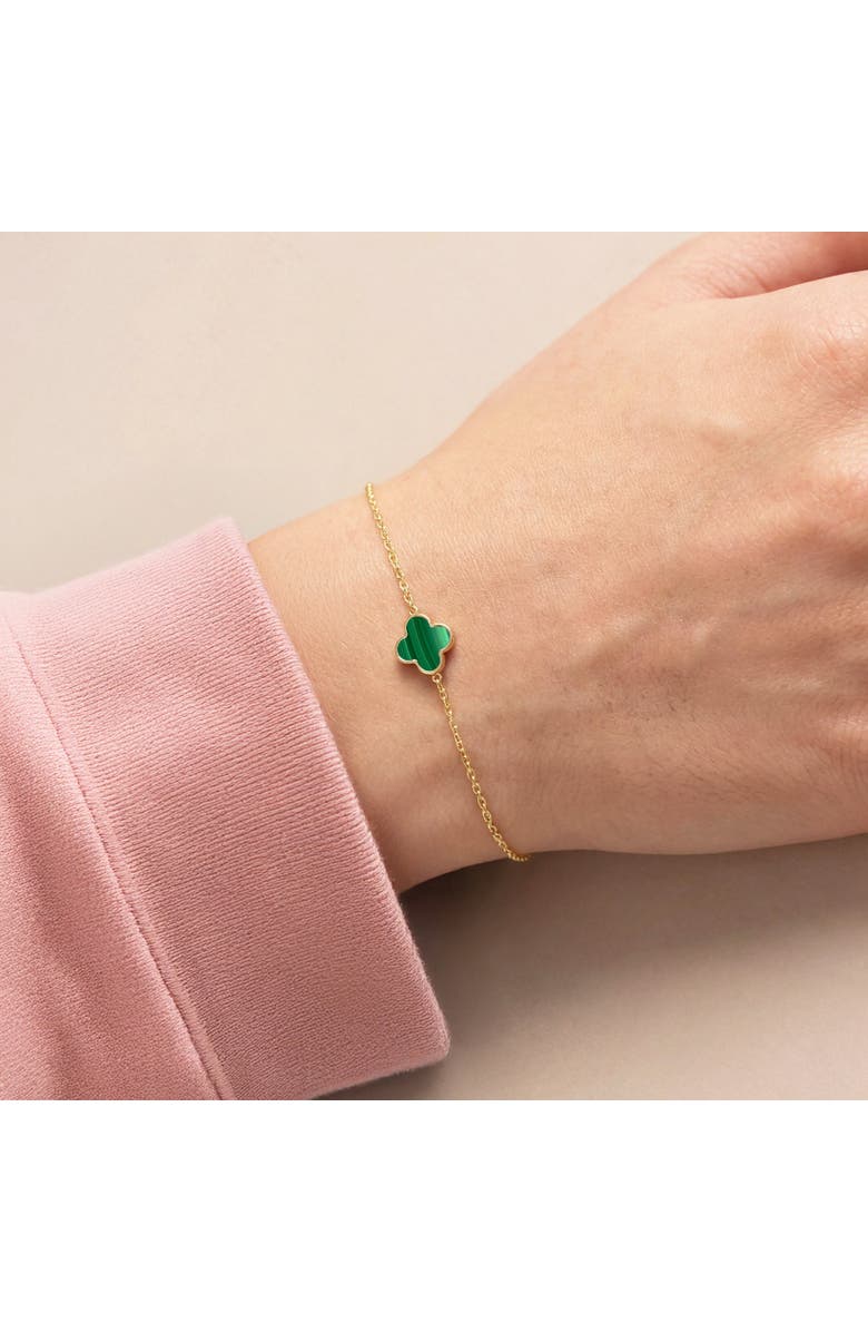 The Lovery Fine Jewelry Mini Malachite Single Clover Bracelet, Alternate, color, Malachite