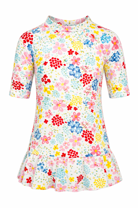 Floral Print Girls' Swim Dress