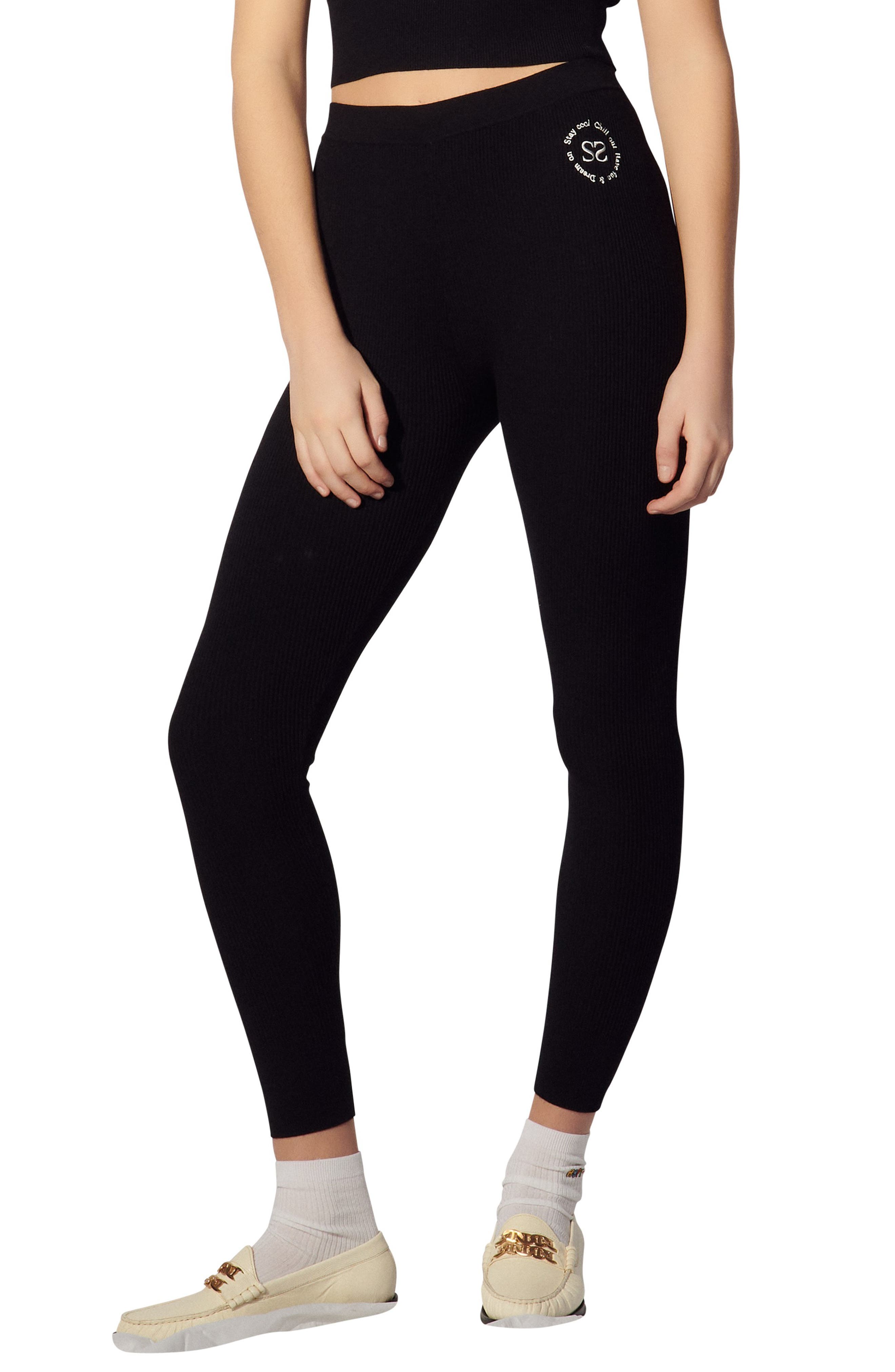 SANDRO Embroidered Rib Pants