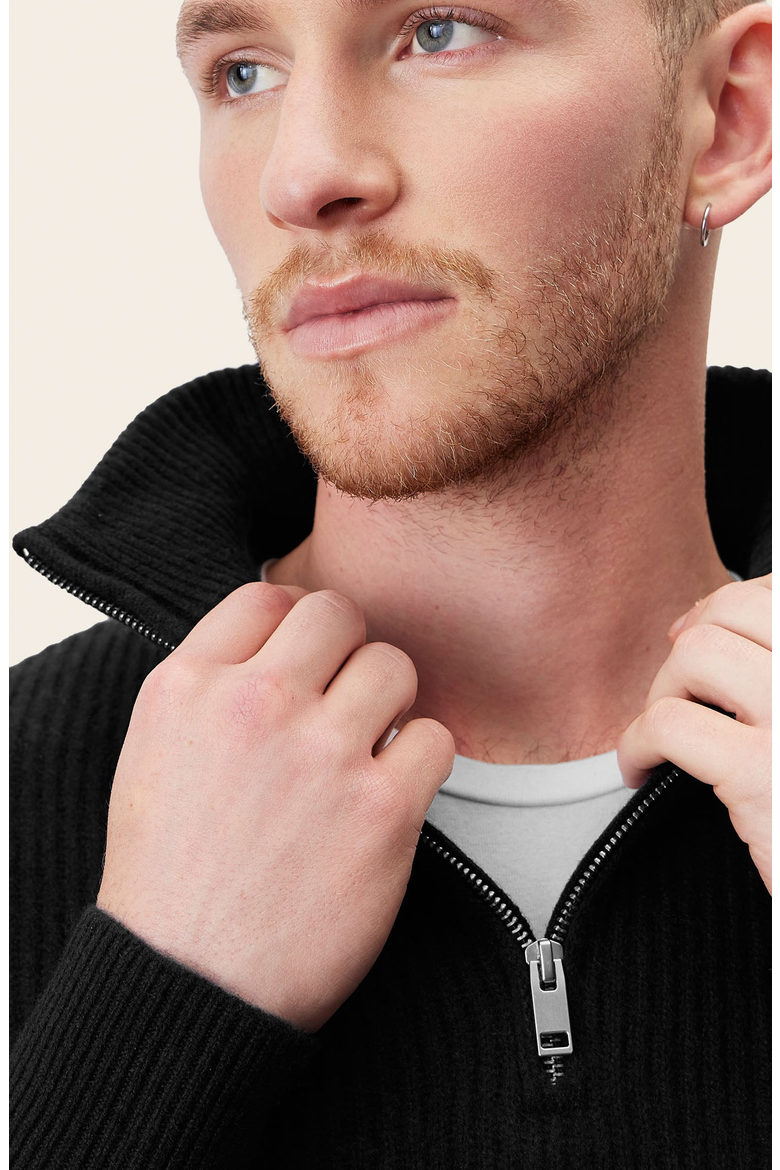 Shane Cashmere Quarter Zip Pullover, Alternate, color, Black