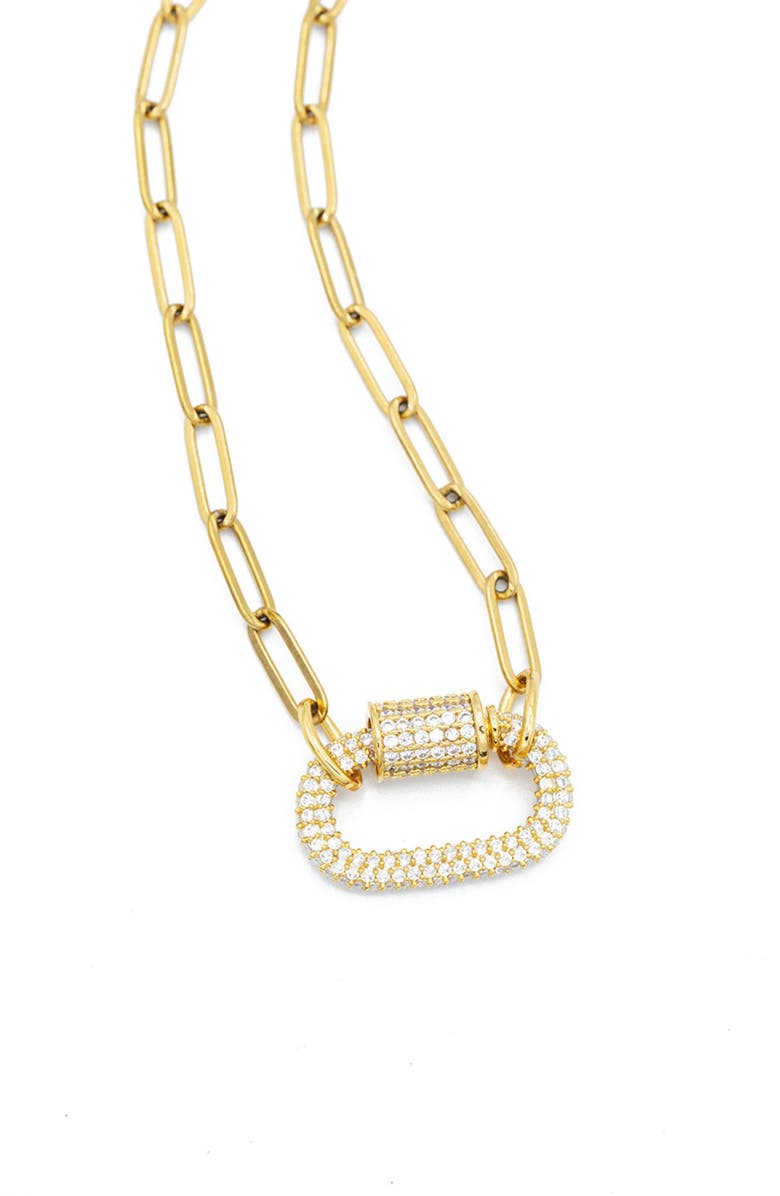 Emerson & Oliver Sparkly Carabiner Paperclip Chain Necklace, Main, color,