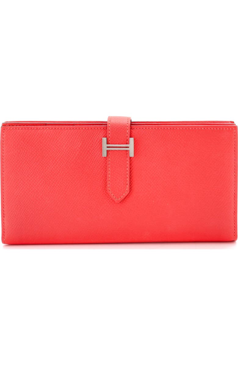 Pre-Owned Hermes Bearn Wallet Epsom Long, Main, color, Rouge Pivoine