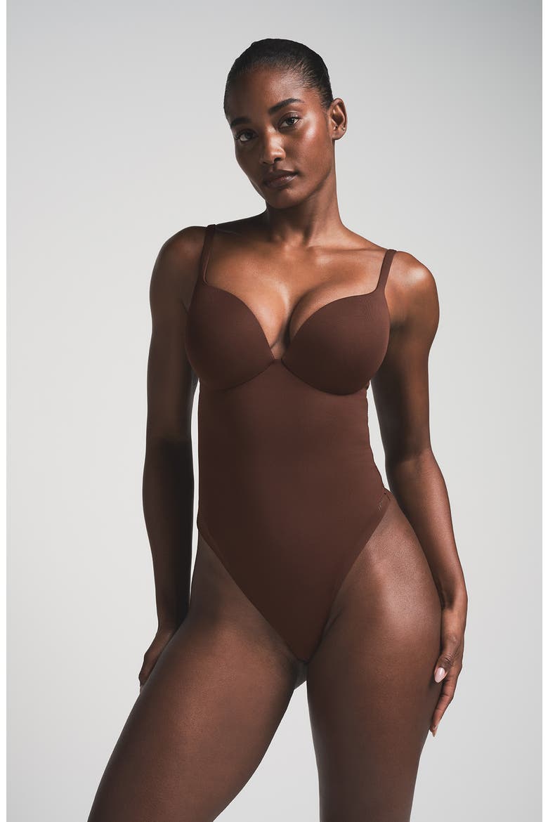 Ultimate Body Push-Up Thong Bodysuit, Alternate, color, COCOA