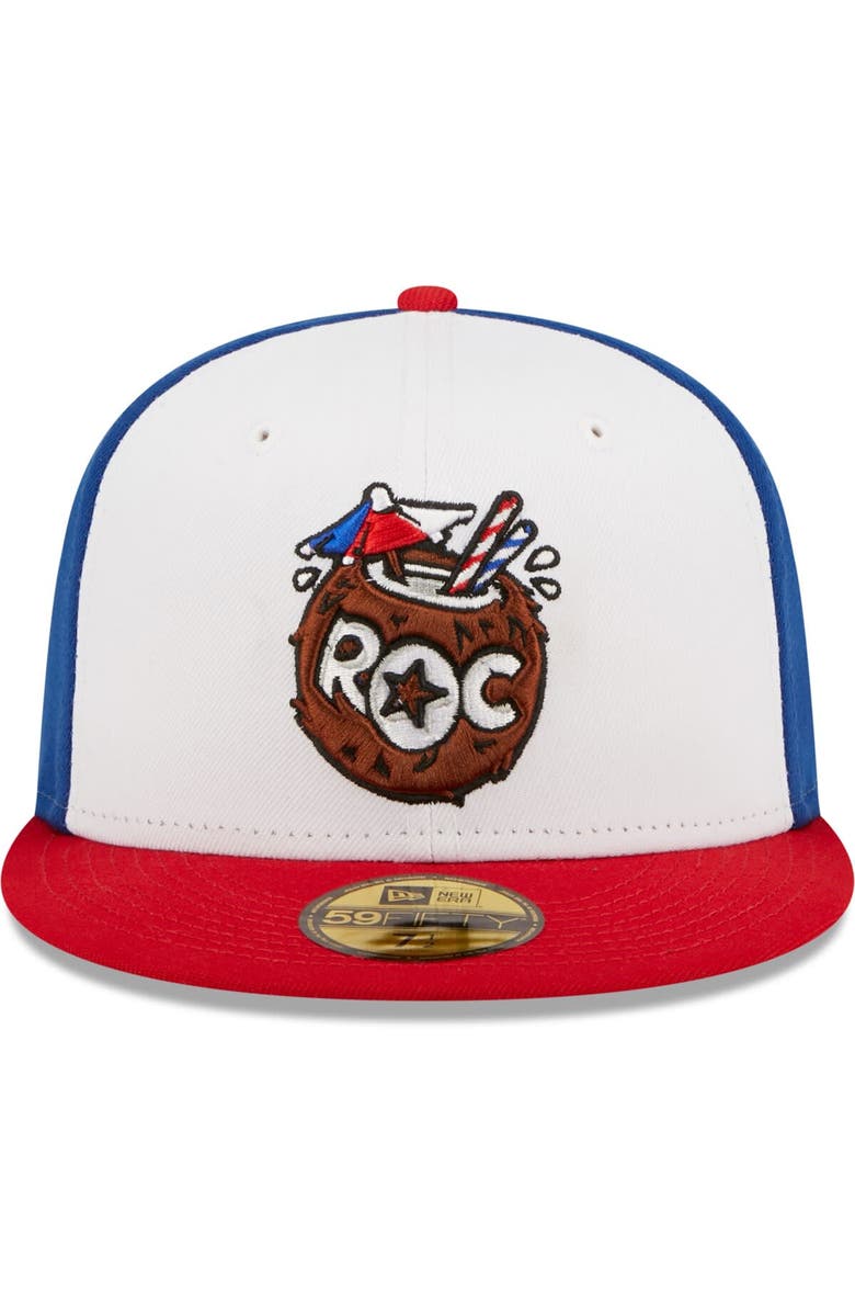 New Era Men's New Era White/Red Cocos Locos de Rochester Copa De La Diversion 59FIFTY Fitted Hat, Alternate, color, White